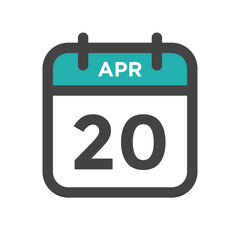 Wall Mural - April 20 Calendar Day or Calender Date for Deadline or Appointment