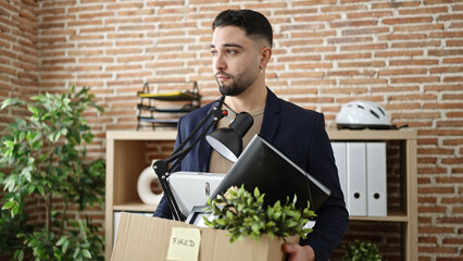 Wall Mural - Young arab man business worker unemployed looking upset at office