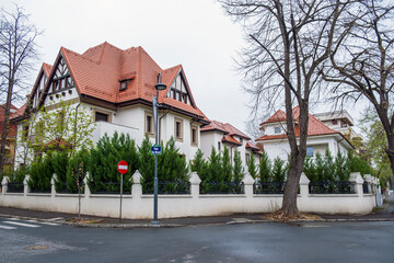 Poster - View of Elie Wiesel Square located in Bucharest's District 1, at the intersection of Sofia and Emil Zola streets, Romania