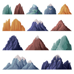 Poster - Elevated Mountain Peak and Summit with Bedrock Vector Set