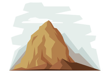 Sticker - Elevated Mountain Peak and Summit with Bedrock Vector Illustration