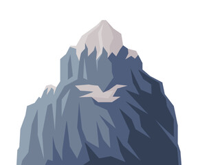 Wall Mural - Elevated Mountain Peak and Summit with Bedrock Closeup Vector Illustration