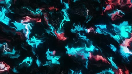 Poster - Colorful spots move with effect of blurred wave of ripples. Motion. Moving blurred spots in plasma pattern. Spots of paint are blurred by plasma ripples on black background
