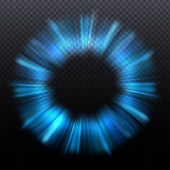 Poster - Vector Circle Burst with Shiny Light. Abstract Glowing Energy Rays Effect on Dark Background