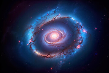 Wall Mural - generative ai illustration of a blue fantasy galaxy in starry space sky