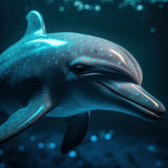 Wall Mural - Dolphins undersea. Postproducted generative AI illustration