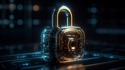 Poster - Concept of an unusual metal padlock. Generative ai