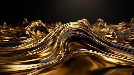 Aufkleber - Metallic abstract wavy liquid background layout design tech innovation. Generative ai