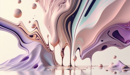 Poster - Beautiful mesmerize waves of soft colorful pattern, wavy surfaces, vintage pastel colors background ,made with Generative AI