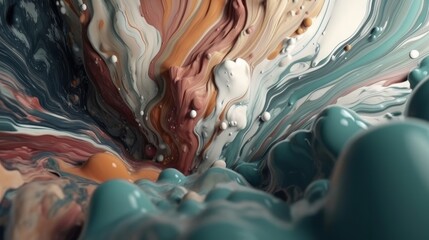 Aufkleber - Beautiful mesmerize waves of soft colorful pattern, wavy surfaces, vintage pastel colors background ,made with Generative AI