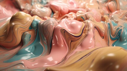 Aufkleber - Beautiful mesmerize waves of soft colorful pattern, wavy surfaces, vintage pastel colors background ,made with Generative AI