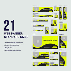 Wall Mural - Creative web set banner template design for social media posts, digital agency web bundle banner template design, editable vector eps 10 file format