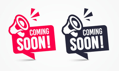 Poster - Speech Bubble Label Set With Megaphone Icon And Text Coming Soon