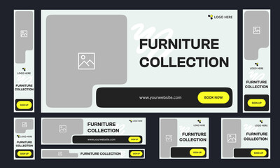 Wall Mural - Best furniture set of web banner template design for social media posts, editable vector eps 10 file format web bundle banner design