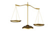 Golden imbalance Libra scales of justice isolated on transparent background. Scales concept. 3D render