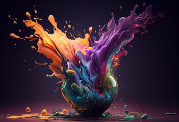 Wall Mural - explosion of liquid paints. Generative AI