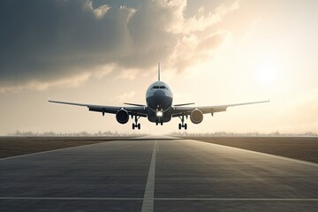 Canvas Print - an airplane ascending into the sky after takeoff. Generative AI