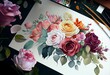 © Randy - Roses watercolor illustration bouquet. Generative AI