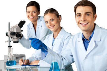Wall Mural - group of the scientists working at the laboratory