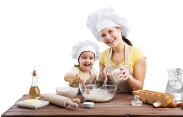 Wall Mural - Mother and daughter cookings