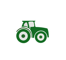 Vector drawing of farm tractor in green color