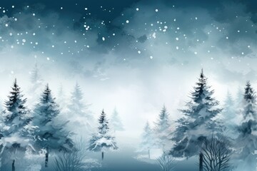 Wall Mural - two trees covered in snow. generative ai