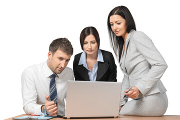 Canvas Print - Portrait of Business People Working with Laptop