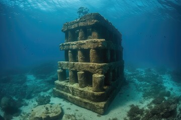 Poster - The ancient underwater ruins stood as a testament to the history of this enchanted world. Generative AI