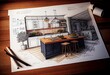 © Bobby - Architectural Rough Exploration Drawing of a Custom Kitchen Interior - Generative AI