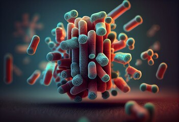 Wall Mural - Mycobacterium tuberculosis bacteria, bacterial disease, 3d render. Generative AI