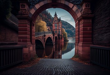 Alte Brücke, Heidelberg, Deutschland. Generative AI