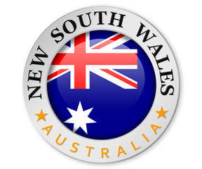 Wall Mural - Silver badge with New South Wales and Australia flag