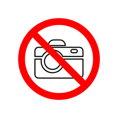 Poster - prohibition no camera icon. No Photo sign. Digital photo camera symbol. Photograph red sign warning