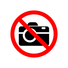 Poster - prohibition no camera icon. No Photo sign. Digital photo camera symbol. Photograph red sign warning..eps