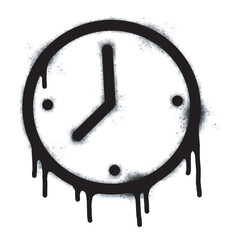 Graffiti clock sign spray painted black on white. Time symbol. isolated on white background. vector illustration