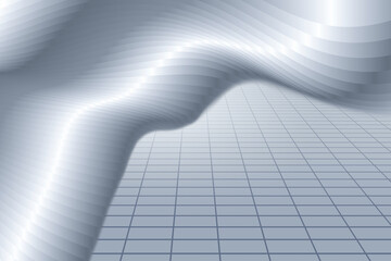 Poster - Grey and white curved abstract building with longitudinal ground background 3D rendering