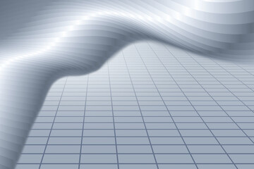 Poster - Grey and white curved abstract building with longitudinal ground background 3D rendering
