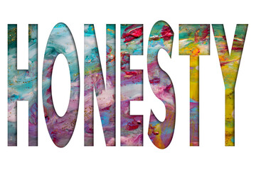 Poster - Abstract Natural Luxury art, fluid painting with Honesty text, alcohol ink technique. Image incorporates the swirls of marble granite.