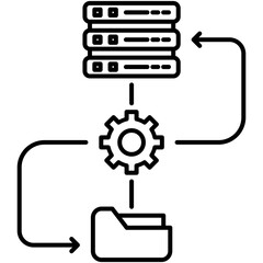 data conversion icon, line icon style, database web filter symbol vector stock.