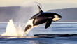 killer whale jumping out of the water. Generative AI