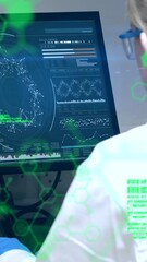 Poster - Animation of scientific data processing over female scientist using computer