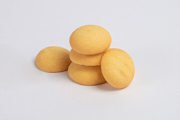 Shortbread cookies kurabye on a white background