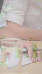 Poster - Animation of financial data processing over business people in meeting