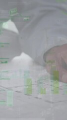 Poster - Animation of statistics and financial data processing over businessman in meeting
