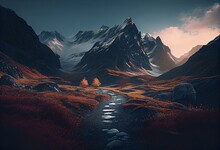 Beautiful And Inspirational Mountain Landscape. Generative AI