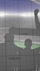 Poster - Animation of graphs and data processing over cheering fans at sports stadium