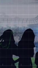 Poster - Animation of graphs and data processing over fans at sports stadium