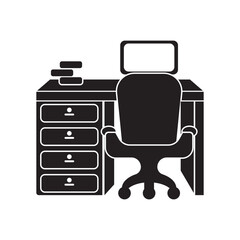 Sticker - Work desk logo icon,illustration design template