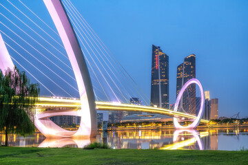 Wall Mural - Nanjing Eye Step Bridge Financial Center Street View