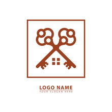 Two House Keys Logo Icon Vector.